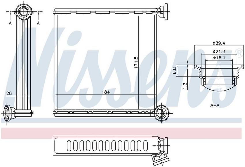 Audi VW HVAC Heater Core - Front - Nissens 73980